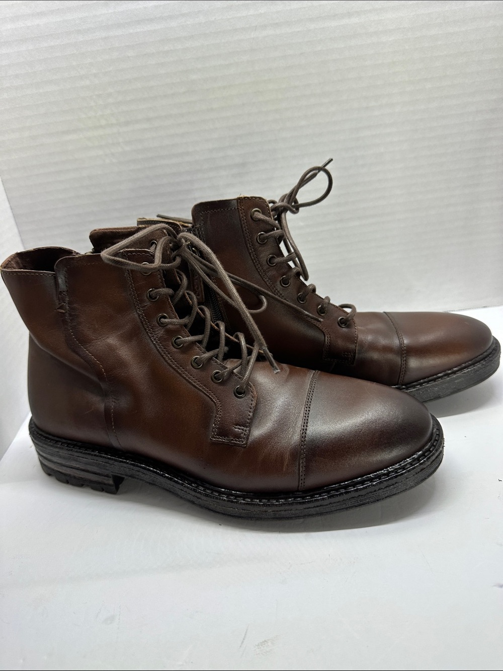 Aldo Men's Dark Brown Leather Lace-Up Chukka Boots